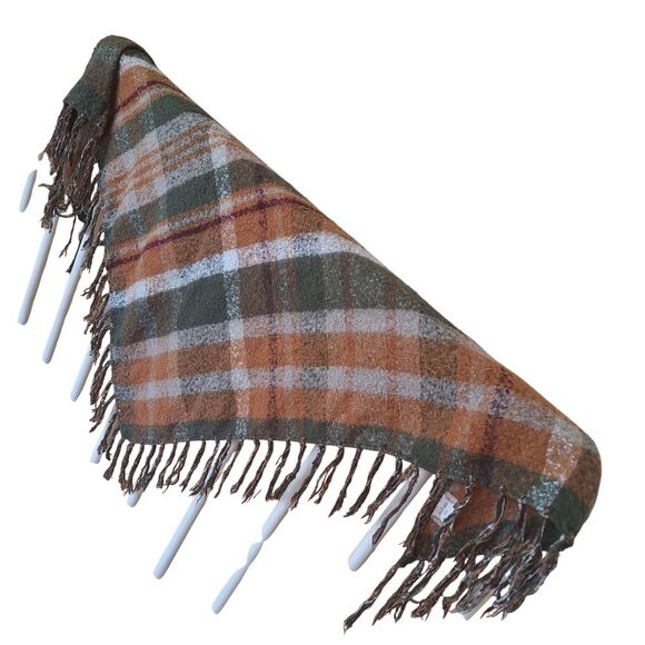 Autumn Fall Cozy Fringed Wrap Scarf ALTARD STATE Shawl Green Orange Wine 75 x 33 - Picture 1 of 15